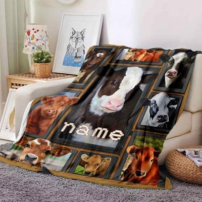 Calf Collage Multi Purpose Personalized Blanket Customize Your Name Soft Cozy Throw For Sofa Couch Office Bed Picnics Four Seasons Multipurpose
