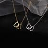 2021 Minimalist Double Ring Heart Necklace - Women's Niche Design Clavicle Chain INS Style Jewelry Gift