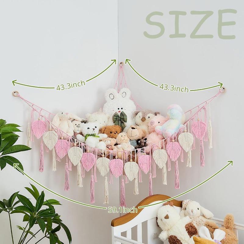 

Хлопковая треугольная гамак-сетка для хранения - Настенная угловая сетка-органайзер для детской комнаты, мешок для мягких игрушек, книг