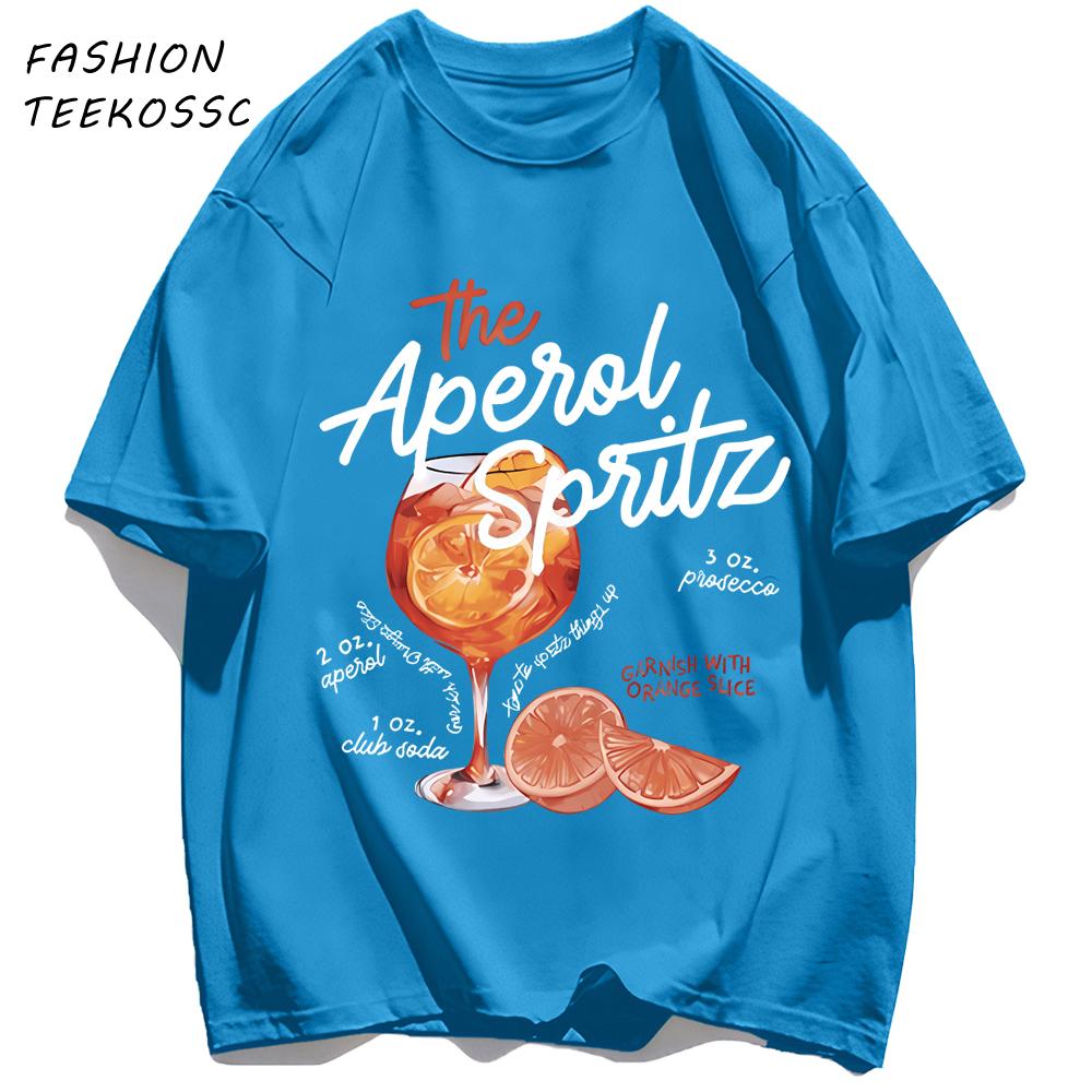 Orange Slice Red Wine Goblet Print TShirts Men Colour ONeck T Shirt Cotton Oversized Top Unisex AllMatch Casual Streetwear