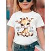 European Sizes New Summer Girl Kid Heads Up I'M Cute Giraffe Short Sleeved T-Shirt Comfy Casual Cute Kids Clothes for Girls for Gift