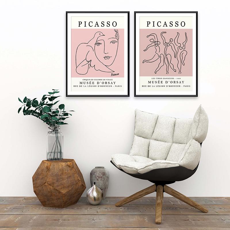 Picasso The Peace Dove Linjeteckning Klassisk konstaffisch och tryck Canvasmålning Väggbilder för vardagsrum Modern heminredning