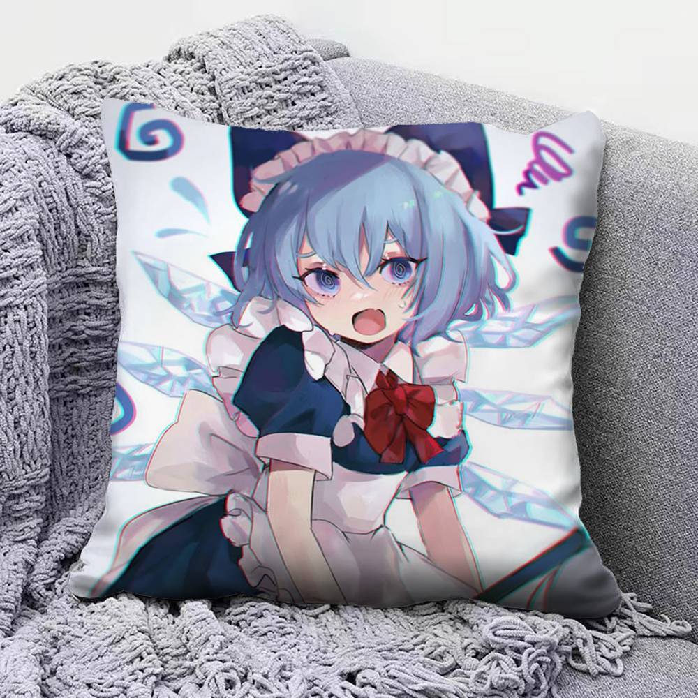 TOUHOU Project Cirno Cute Anime Girl Pillow Covers Home Sofa Cushion Covers and Aecorative Custom
