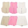 Fashion Style 2024 Summer New Arrival Women's Clothing Elegant Versatile Split Vest Jacket High Waist Shorts 5320767