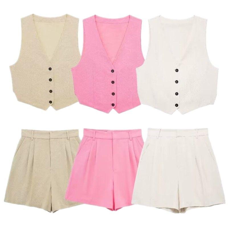 Fashion Style 2024 Summer New Arrival Women's Clothing Elegant Versatile Split Vest Jacket High Waist Shorts 5320767