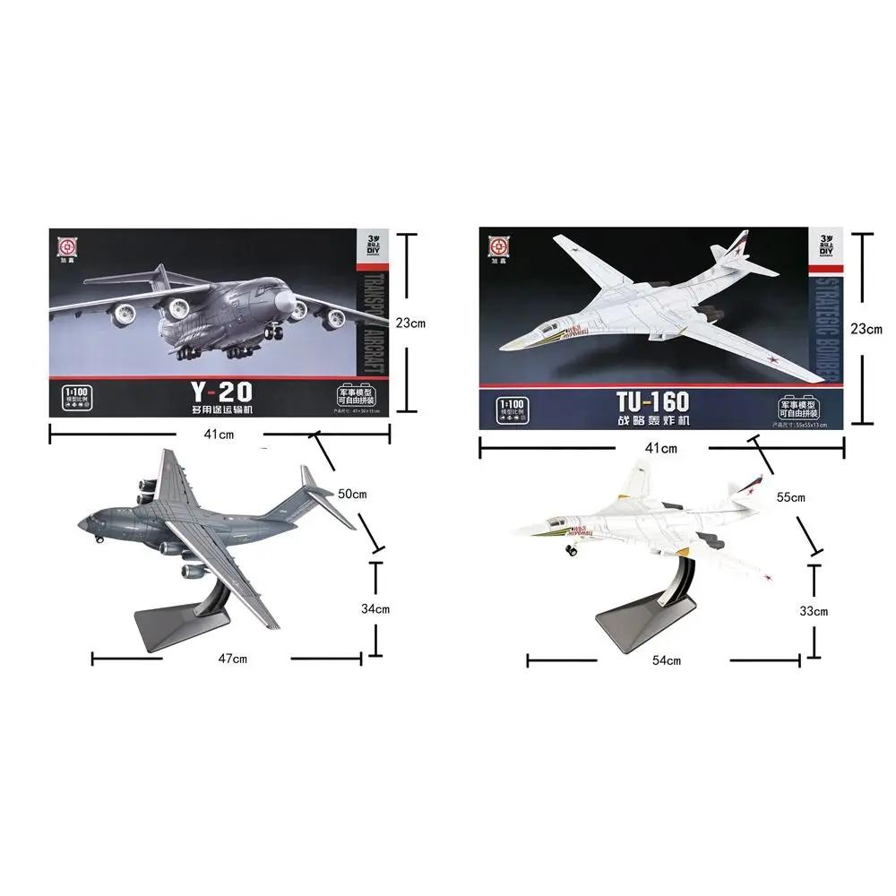 Créatif 1:Modèle d'avion de transport à l'échelle 100 TU-160 Y-20 Modèle de bombardier Conception détaillée Avion de chasse Cadeaux pour garçons