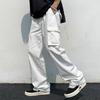 Men Cargo Pants Solid Color Hip-hop Style Loose Pattern Multi Pockets Elastic Waist Men Trousers Daily Clothes