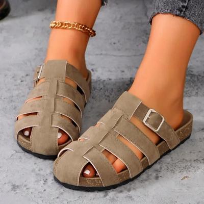 2024 Scarpe da Donna di Alta Qualità Pantofole Baotou Scarpe Piatte da Donna Vendita Calda Estive Pantofole da Donna in Pelle Scamosciata Monocolore