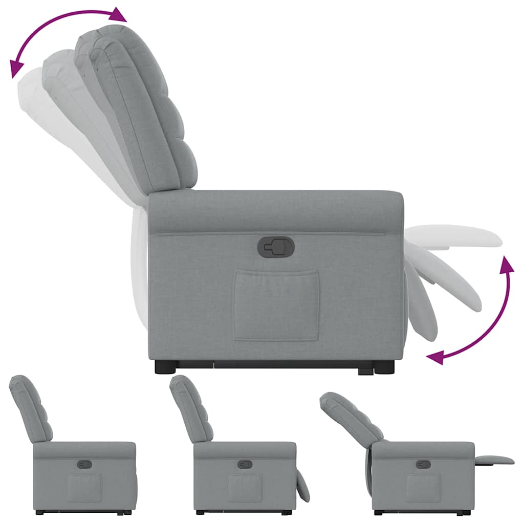 Recliner Chair with Rising Function Light Grey Fabric