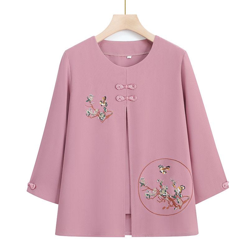 

Летняя повседневная блузка с рукавами три четверти для бабушки, мягкий хлопковый топ для пожилых женщин, модный наряд для мамы 4XL розовый