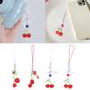 Beaded Cherries Pendant Sweet Phone Chain Strap Hanging Decoration Keychain Lanyard Small Gift for Women Girls
