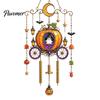 Unique Halloween Gifts for Friends Stained Glass Style Wind Chime, Acrylic Suncatcher Hanging Ornament with Ghost Black Cat Artistic Window