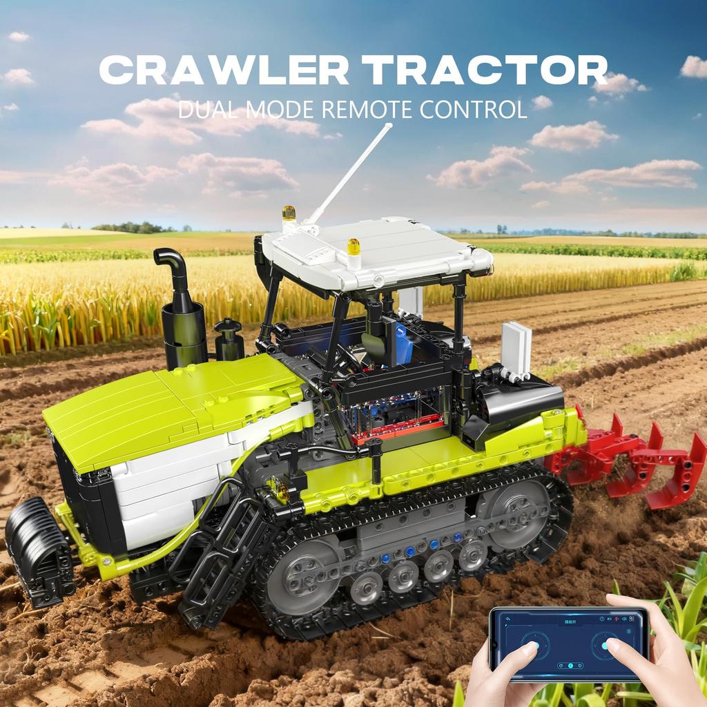 Mould King 17093 Crawler Tractor Building Blocks (1357 Pieces) for Adults, Precision Model Building Kit, Agricultural Machinery, DIY Model, Perfect
