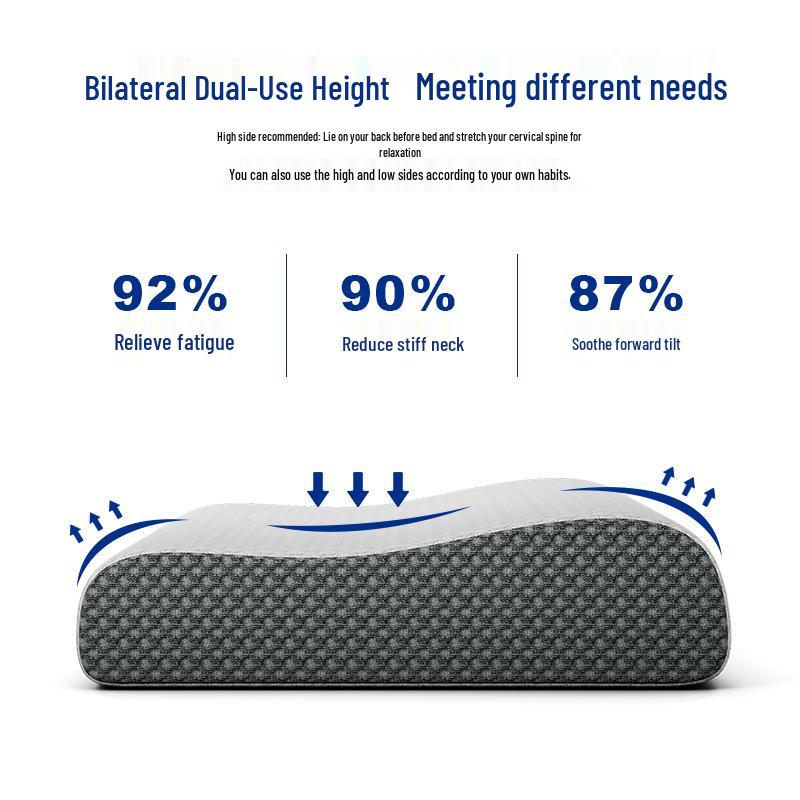 Gray Mesh Memory Foam Neck Support Pillow - High/Low Design, Non-Collapsing, Pressure-Relief Comfort