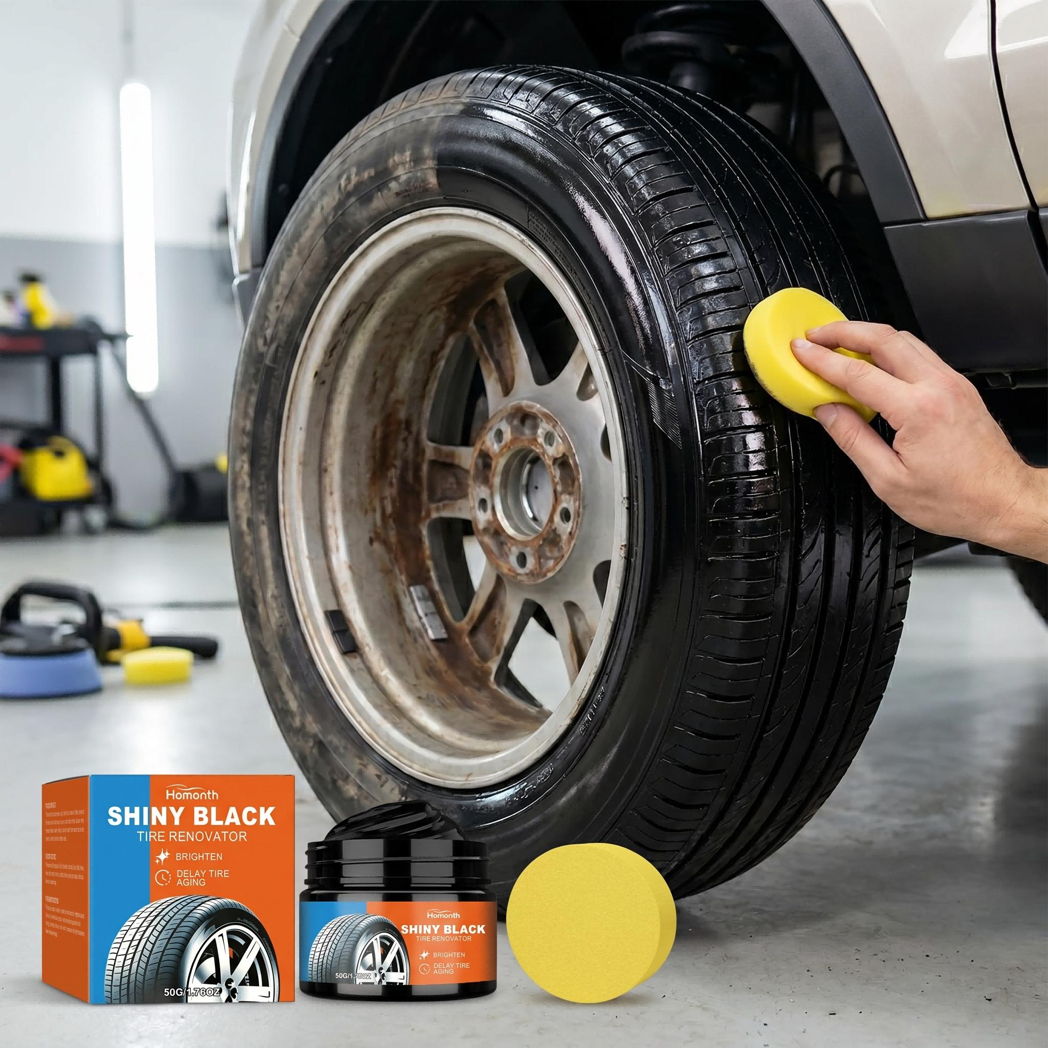 Tire Restoration Cream High Gloss Finish Wheel Care Wax Non Greasy Coating Tire Polish Deep Shine Renewer 100ml Car Details Care 50g