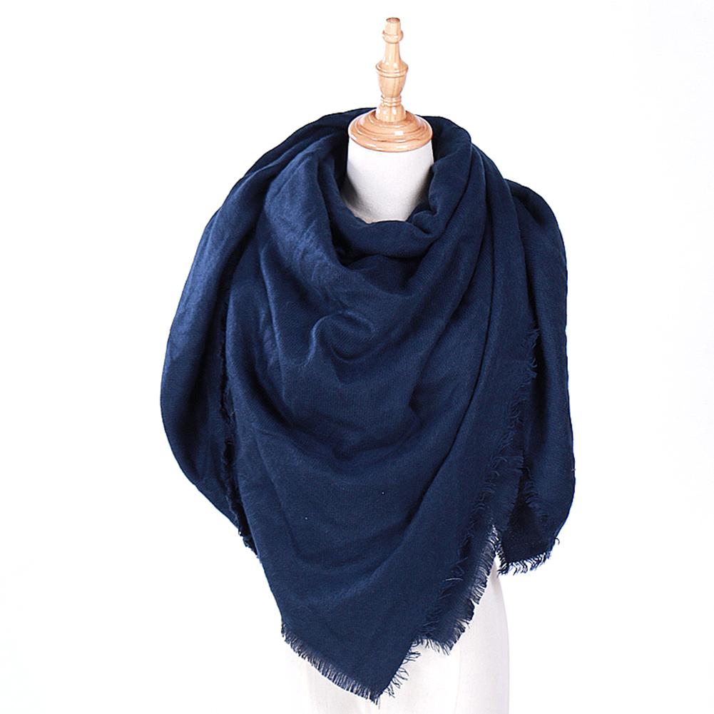 Women Cashmere-Like Scarf Fashion Solid Color Triangle Shawl Wraps Woolen Soft Fleece Scarf