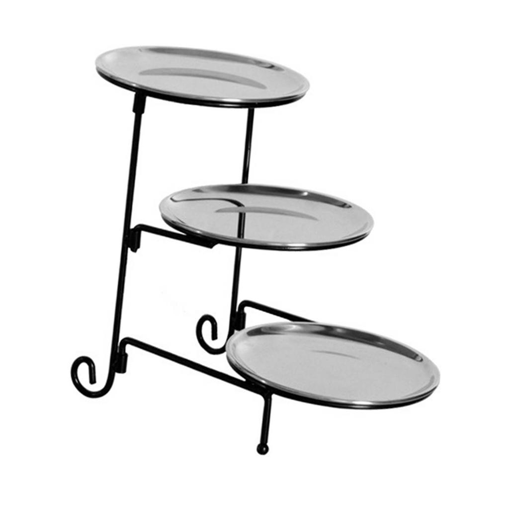 Three Layer Fruit Basket Stainless Steel Fruit Basket Modern Multi Layer Fruit Snack Storage Basket Silvery