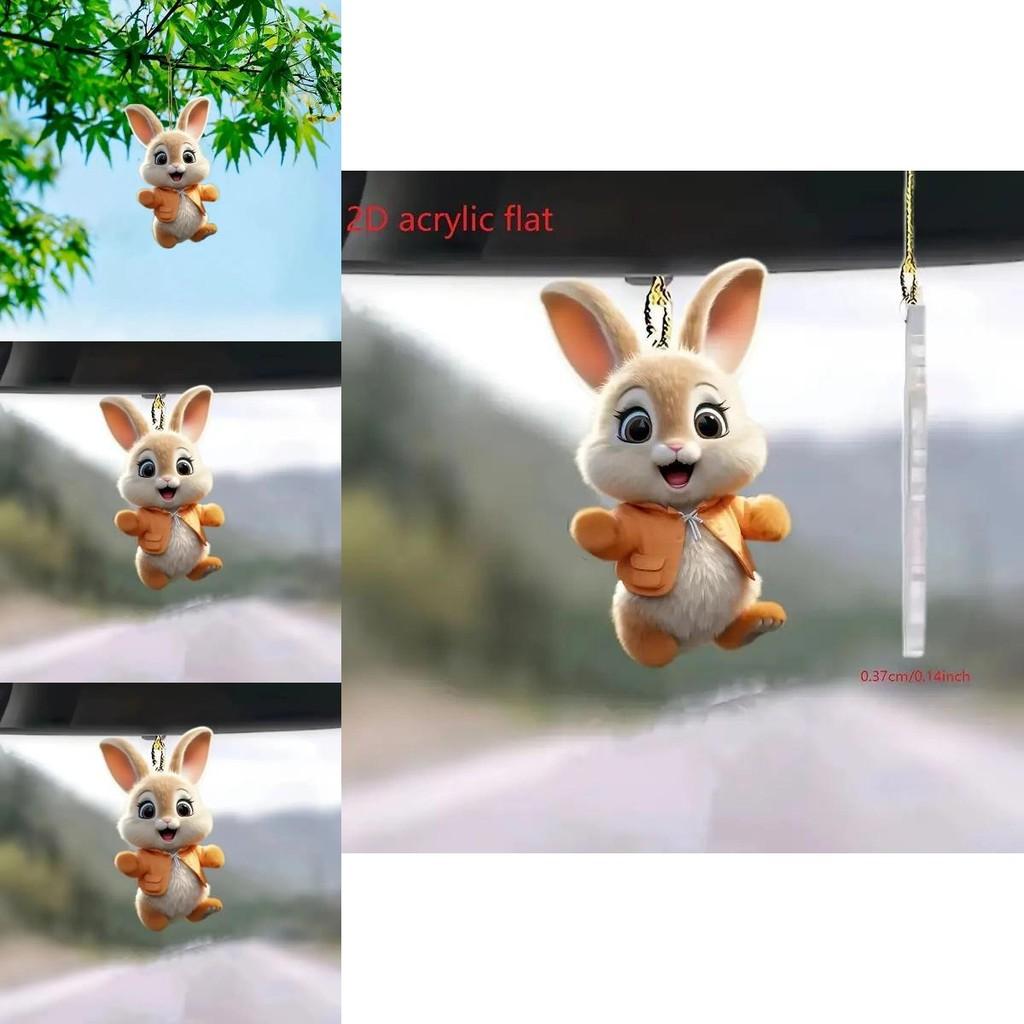 Bunny Charming Acrylic Rearview Mirror Decoration Quirky Cartoon Car Interior Hanger