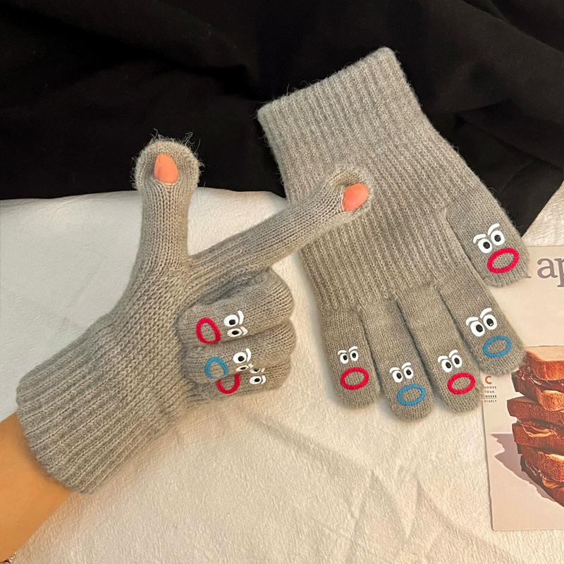 WTEMPO 1Pair Couple Warm Plush Gloves Outdoor Cycling Touch Screen Soft Gloves Autumn Winter Cold-proof Windproof Full Finger Gloves