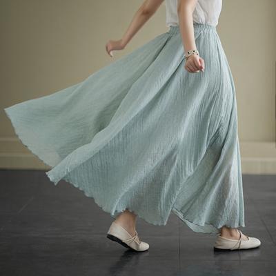 Jupes Simples Été Décontracté Couleur Unie Taille Élastique Ample Doublure Tout Assortir Jupes Femmes