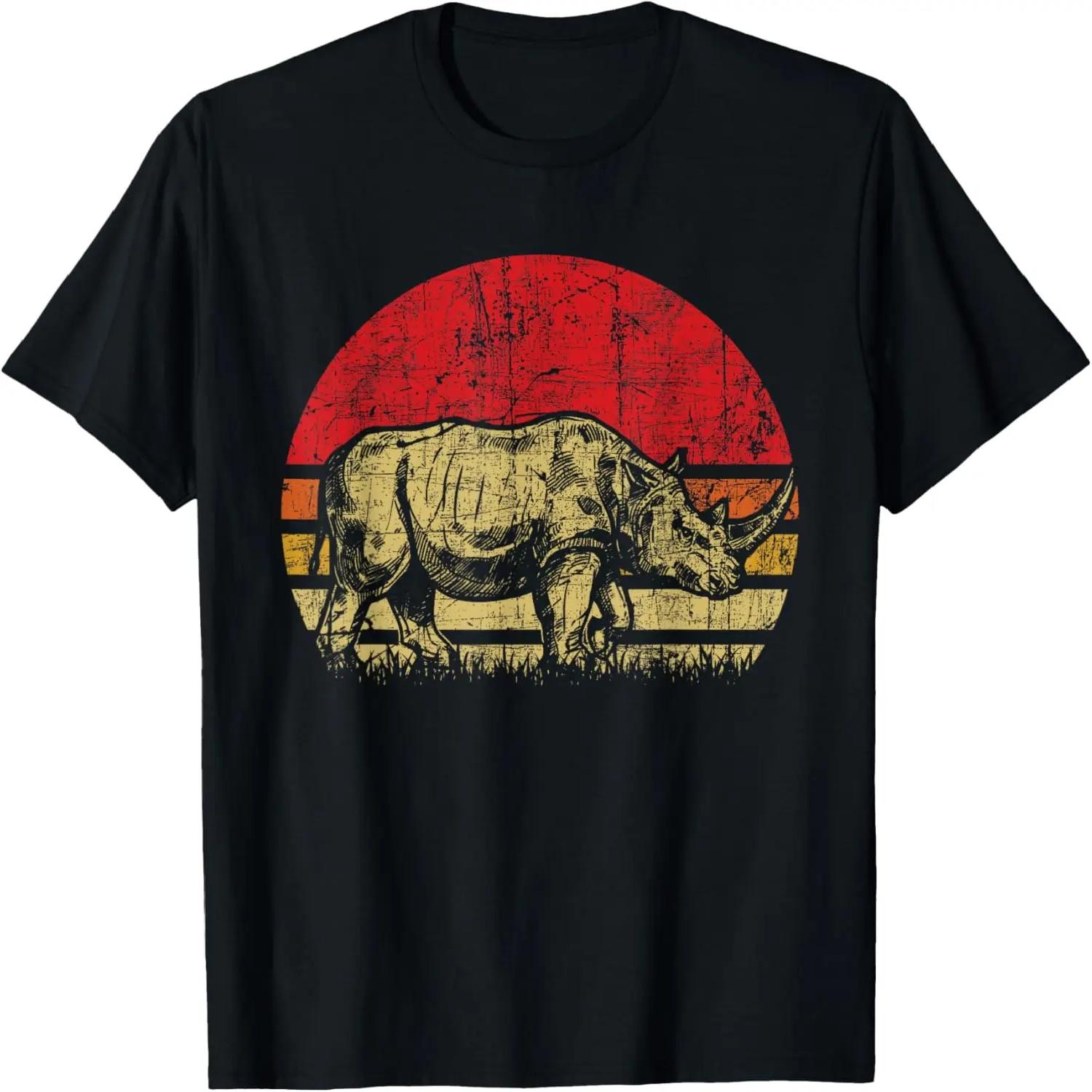 Retro Rhinoceros - Safari Rhino Lover Endangered Animals T-Shirt S чёрный