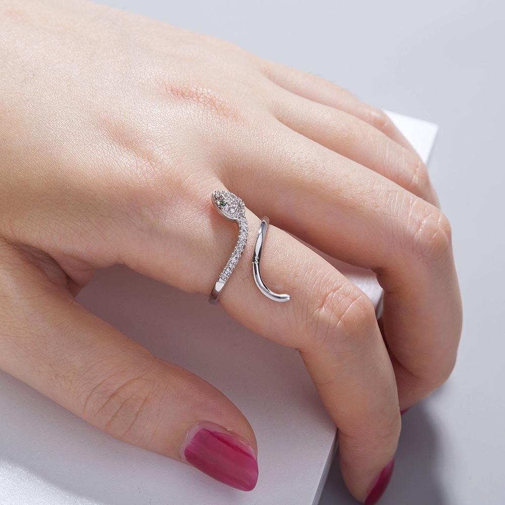 Trendy European & American Adjustable Zircon Rectangle Gemstone Ring for Women