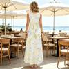 Women's Sleeveless Crew Neck Maxi Dress, Floral Print, A-Line, Polyester, Casual Summer Vacation