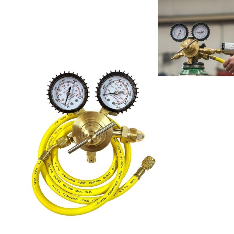 Easy to Operate Nitrogen Pressure Reducer Featuring Included Inflation Hose for Quick Connection Applications in Workshops