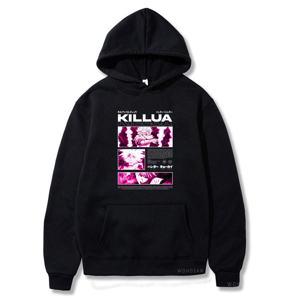 

Толстовки с капюшоном HUNTER×HUNTER в японском стиле Goth Killua Zoldyck Casual Loose Manga Streetwear Black Fleece Hooded Sweatshirts S чёрный