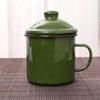 OLOEY Militärgrüne Emaille-Tasse mit Deckel (2er-Pack)