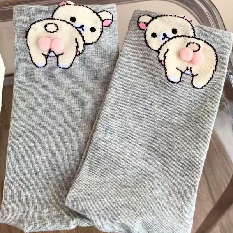 1 Paar Dreidimensionale Bequeme Baumwollsocken Cartoon Multi-Element Hautfreundliche Kleiner Bär Ei Socken