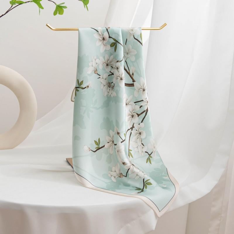 53cm Silk Scarf Women Fashion Floral Neckerchief Elegant Satin Bandana