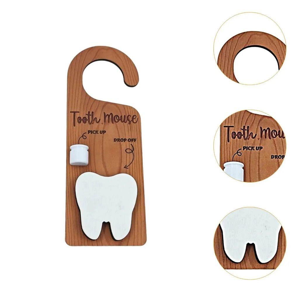 Decorative Nursery Tooth Pick Up Box Wooden Door Hanging Decor Tooth Door Hanger  Classroom Use
