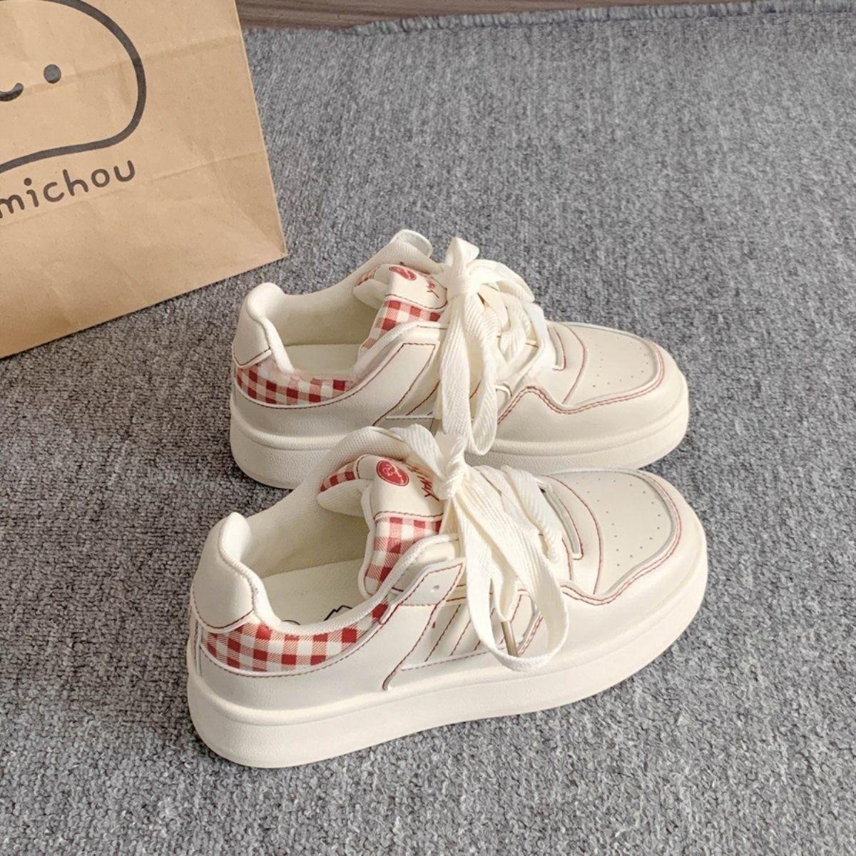 

Нишевые повседневные кеды, женская обувь, тренд, универсальная платформа, белые кеды, 2025, новая женская обувь, темперамент 40 красный