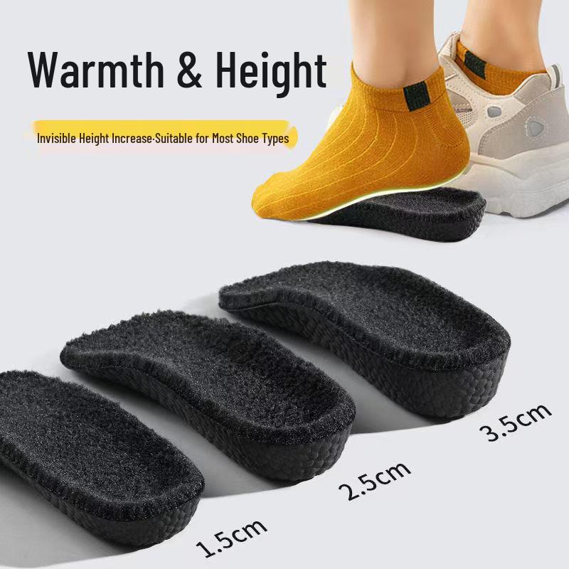 

7-точечные стельки для увеличения роста с флисом для тепла, поддержка свода стопы, конструкция полустельки, утолщенные для комфорта, идеально подходят для зимних ботинок и кроссовок. 1.5cm Height Increase