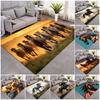 Laufende Pferdeherde Goldener Hintergrund Prärieprint Bereichsteppich Wildtier Tier Rutschfeste Rechteckige Fußmatte Pferde-Liebhaber Schlafzimmer Heimdekoration Teppich