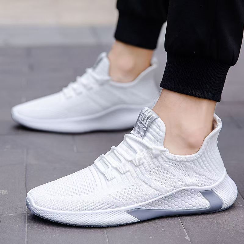 Popular Men's Casual Shoes Breathable Flying Fabric Lightweight Comfortable Running Shoes Walking Shoes Trendy Men's Shoes