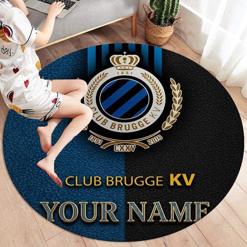 Club Brugge KV Custom Name Round Area Rug,Carpet Rug for Living Room Bedroom Sofa Playroom Decor,Non-slip Floor Mat