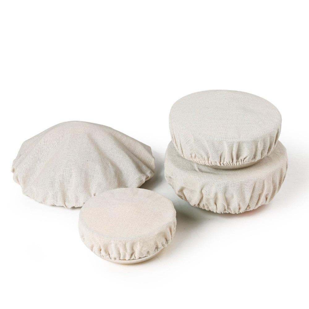 4pcs Reusable Linen Dust Cover Elastic Edges Food Storage Bowl Lid  Canning