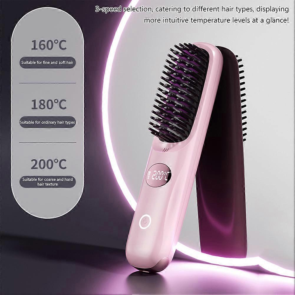 Wireless Hair Straightener Brush Hair Electric Negative Ions Ceramic Hot Comb for Home Travel