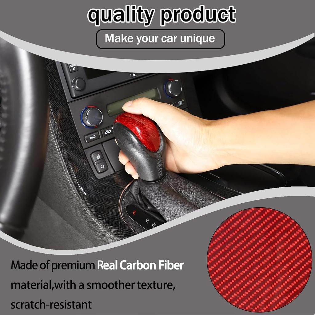 Lcojicep Real Carbon Fiber Car Gear Shift Knob Cover Compatible with Corvette C6 2005-2013 Shift Knob Head Patch,Gear Head Cover Gear Handle Head
