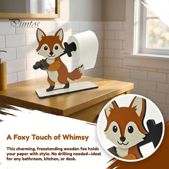 Decorative Kitchen Paper Organizer Funny Animals Wooden Toilet Holder, 3D Animal Bathroom Decor, Cute Cartoon Vertical Countertop Roll Stand