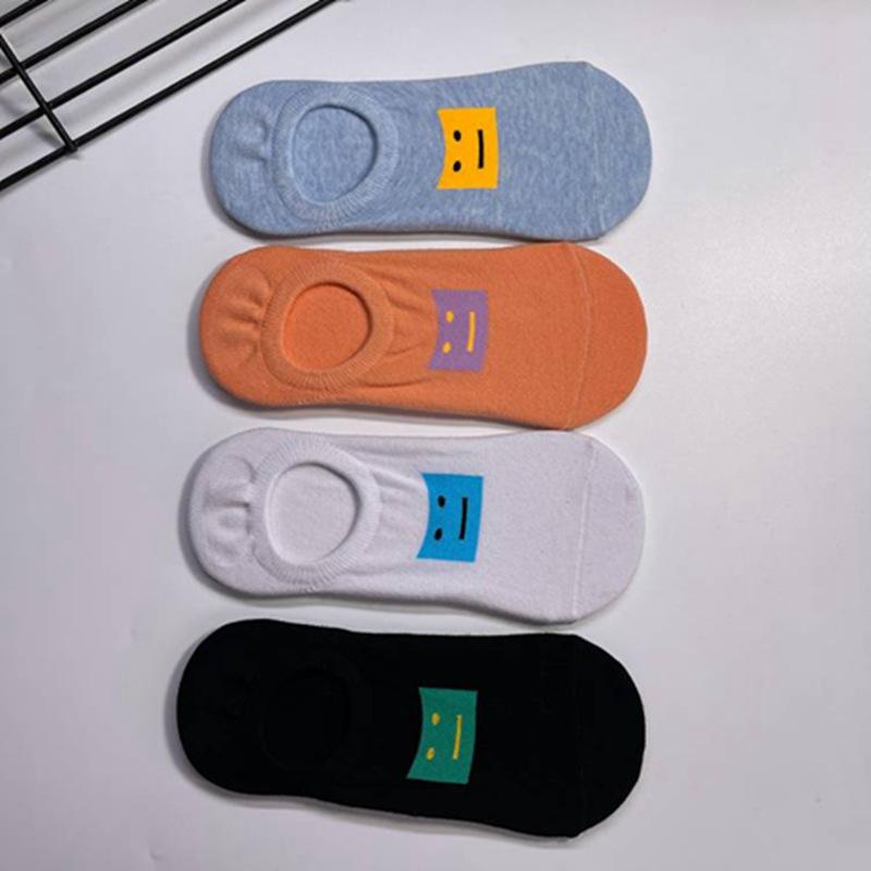 5 Pairs of Men's Short Socks Non-slip Not Off The Heel Tide Summer Thin Frog Rubber Sports Breathable Shallow Women's Short Low Cotton Socks