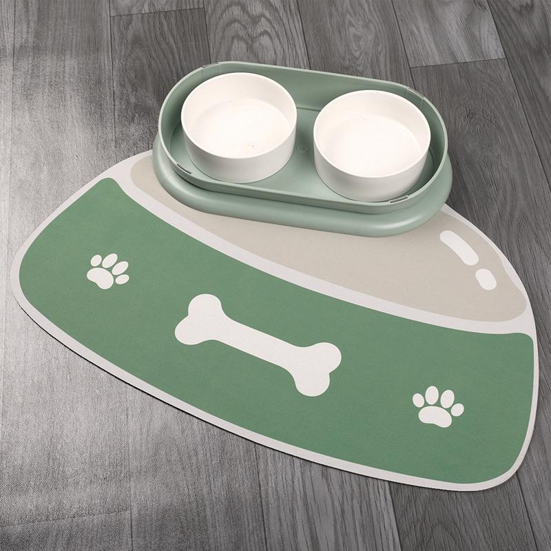 Pet Feeding Mat Dog Dish Mats Cartoon Paw Bone Dog Feeding Mat Non-slip Absorbent Pet Bowl Pad Diatom Mud Pet Placemat Pet Shop