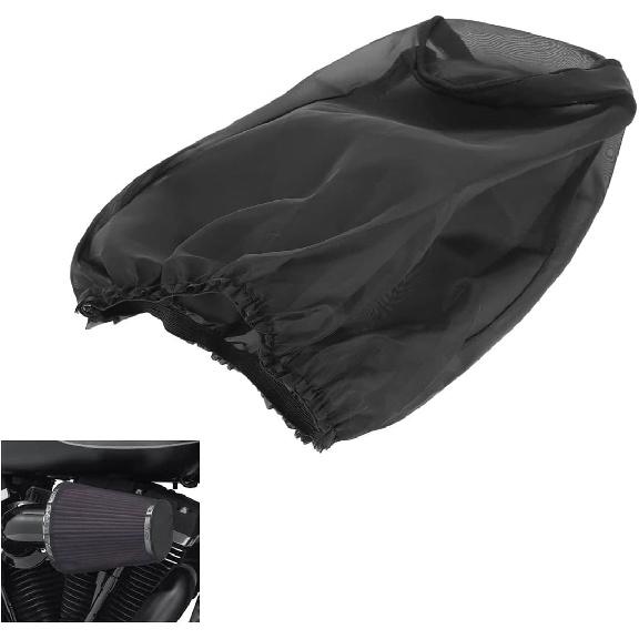 Air Filter Cleaner Kits, Motorcycle Waterproof Air Filter Rain Sock Dustproof Protective Cover Fits for Harley (Size S), Black#S