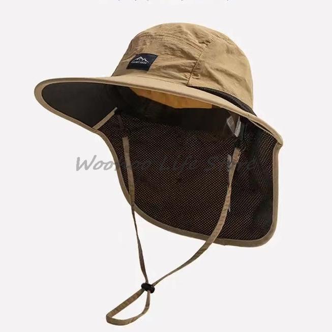 UV Protection Wide Brim Sun Hat Mesh Breathable Quick Dry Fishing Cap for Outdoor Neck Protection