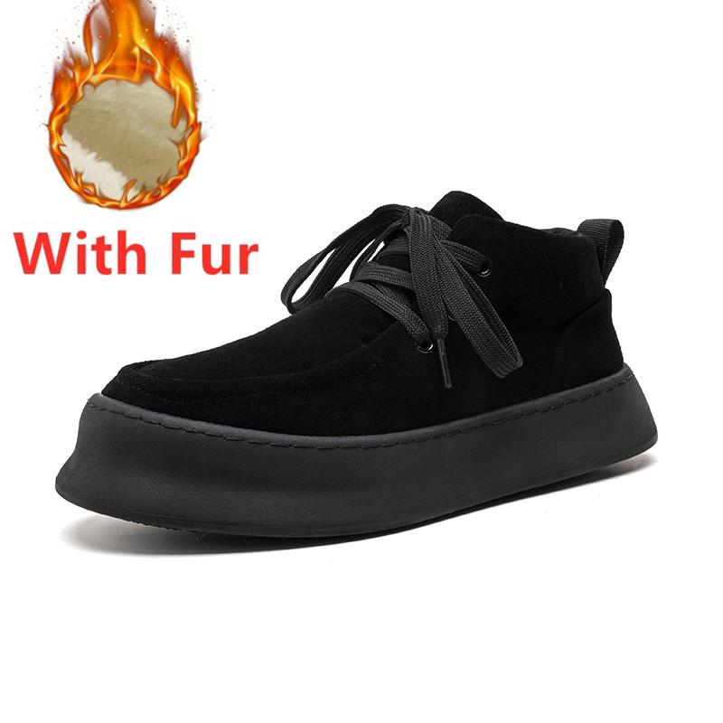 

Модные мужские повседневные ботинки из натуральной кожи, дизайнерские ботильоны, ручная строчка, мужская обувь для ходьбы, теплые зимние ботинки с плюшевым мехом 38