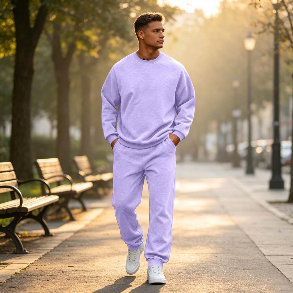 Men's Color Hoodie and Jogger Set for Spring and Fall, Casual Activewear Track Suit