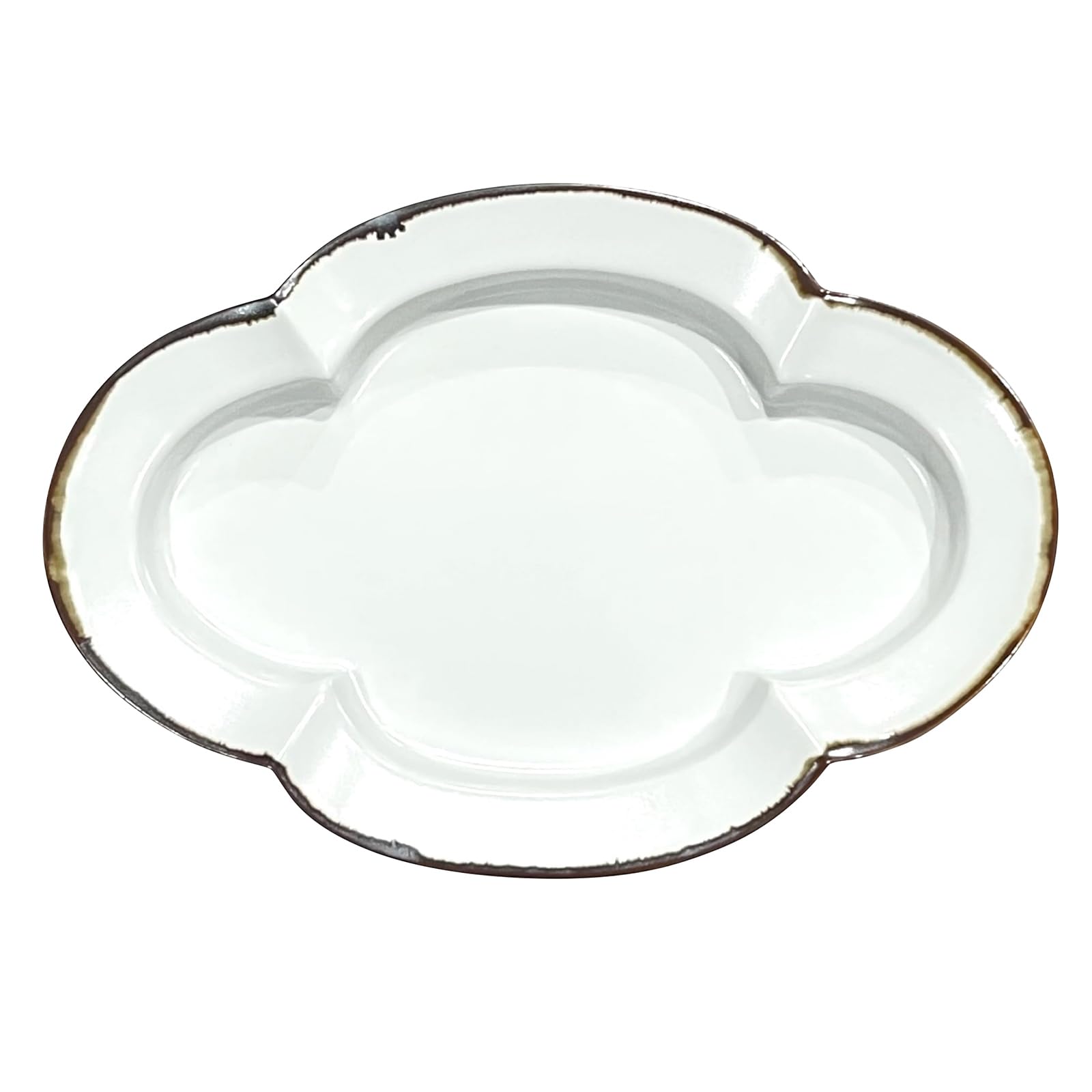 

24to3 Plate, Side Plate, Irregular Shape Plate, Rusted White Matte Rim, Mokko Plate, Medium, White