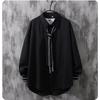 Shirt Men's Long-sleeved Spring and Autumn Ruffian Handsome Uniform Niche Design Sense Thin Drape Loose Hair Stylist White Top